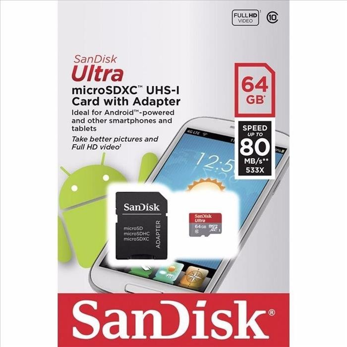 Micro SD  64 GB C-10 Sandisk