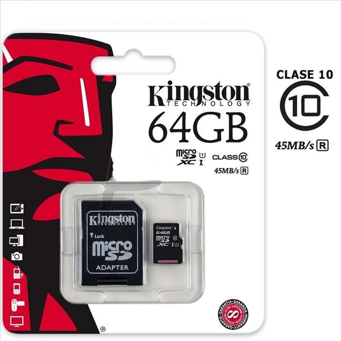 Micro SD  64 GB C-10 Kingston Canvas