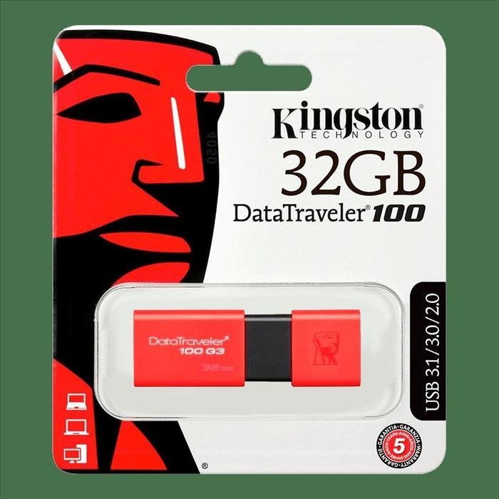 Pendrive 32 GB Kingston DT100 G3 rojo USB 3.1