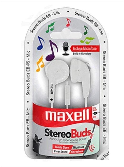 Auricular Maxell EB-MIC con microfono blanco