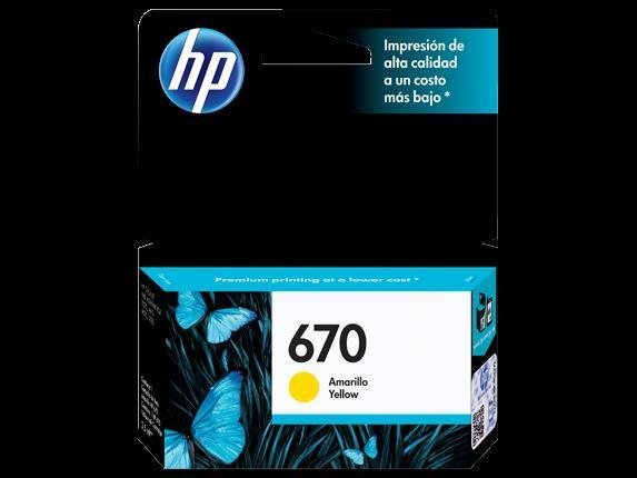 Cartucho original HP 670 amarillo CZ116AL