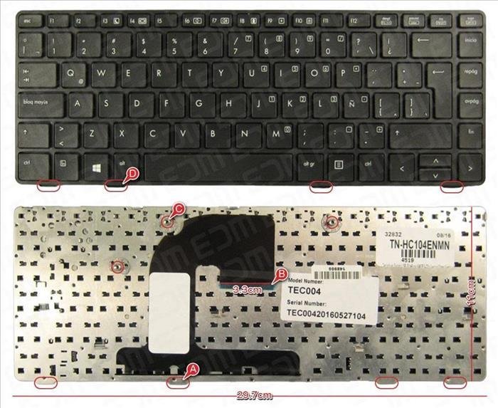 Teclado HP Elitebook 8470 8470P 8460P Esp c/ marco