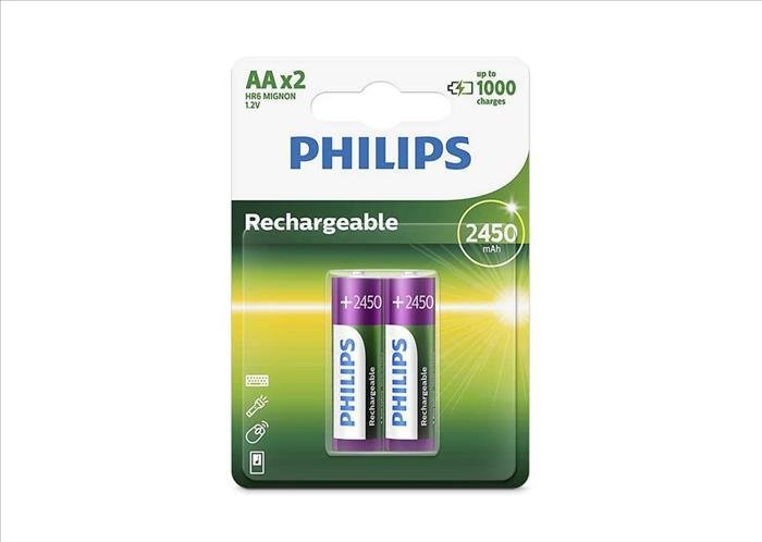 Pilas recargables Philips AA x 2 unidades 2450mAh