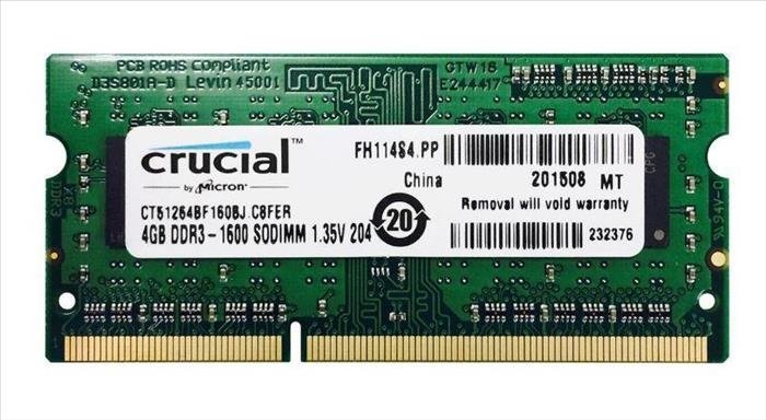 RAM SO-DIMM  4GB DDR3L 1600Mhz Crucial