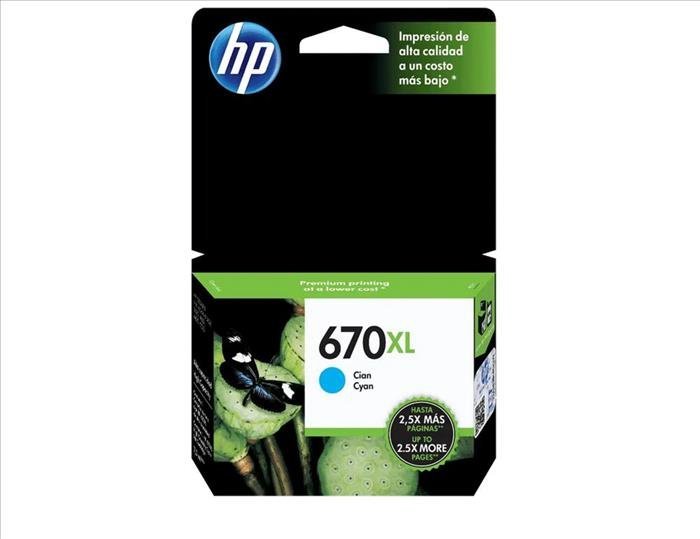 Cartucho original HP 670XL cian CZ118AL 9ml