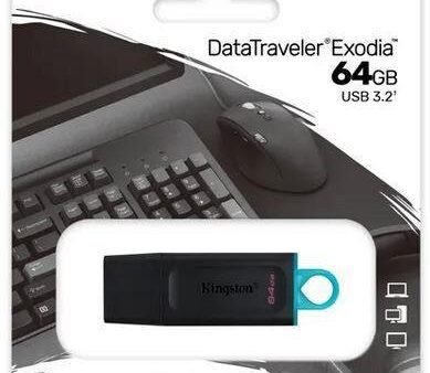 Pendrive 64 GB Kingston Exodia Negro aro azul 3.1