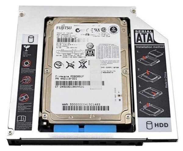 Caddy bahia segundo disco o SSD notebook 9.5mm - Imagen 2