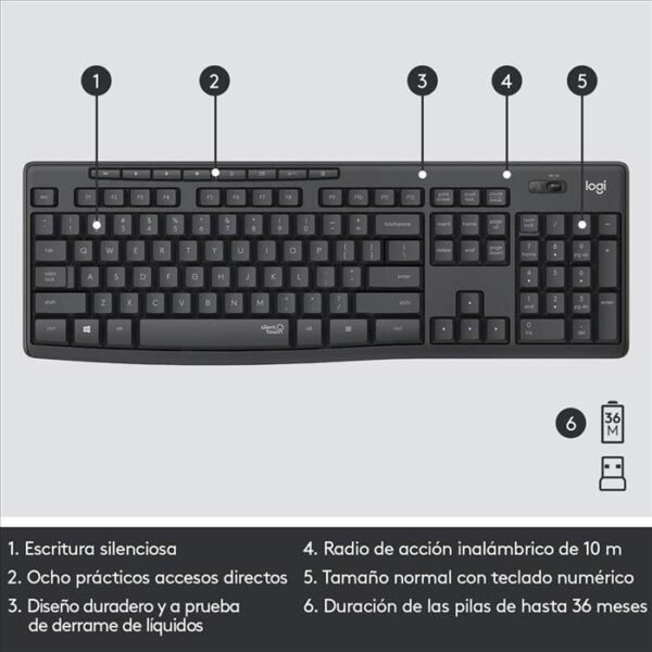 Teclado y Mouse Logitech MK295 Inalámbrico Silent - Imagen 2