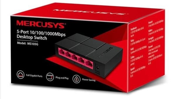 Switch Mercusys MS105G 5 bocas Gigabit Escritorio