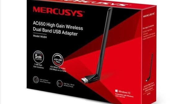 Tarjeta red USB WIFI Mercusys MU6H AC650 High Gain