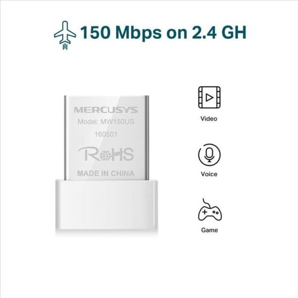 Tarjeta red USB WIFI Mercusys MW150US nano N150 - Imagen 3
