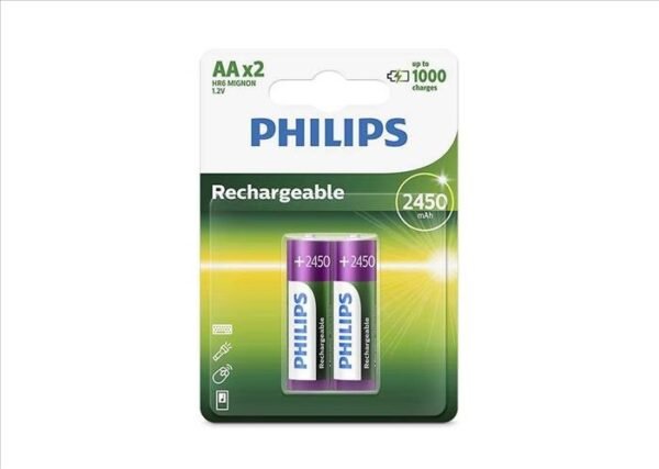 Pilas recargables Philips AA x 2 unidades 2450mAh